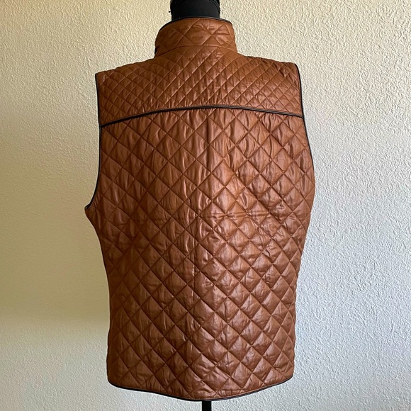 Chico’s • Stylish Quality Tan/Light Brown Rib Trim Quilted Vest - Picture 5 of 14